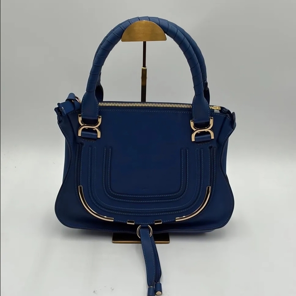 Chloe Handbags - Sold Chloe Navy Blue Satchel/Crossbody with Gold Accents Authentic